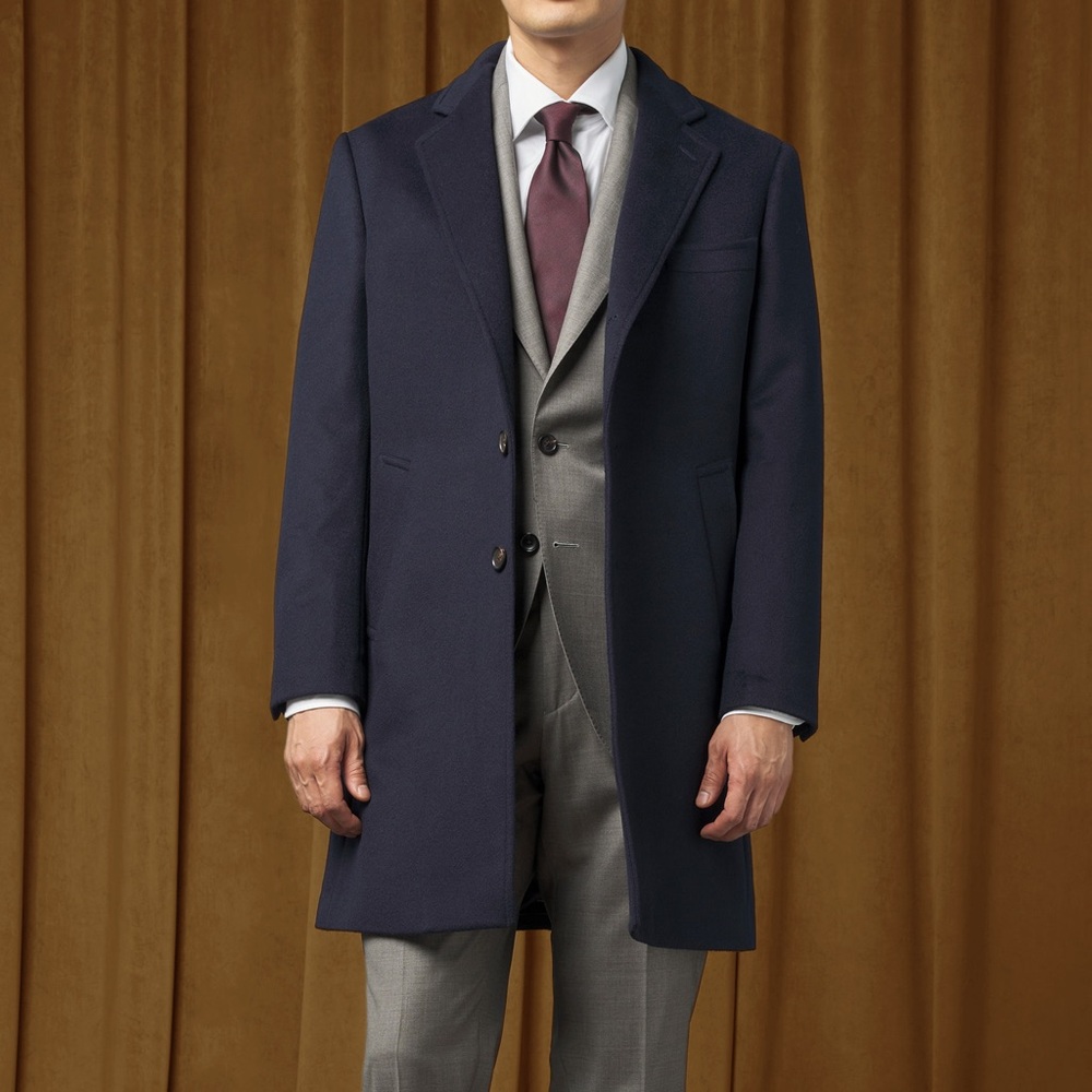 Spier & Mackay Wool Cashmere Overcoat in Navy
